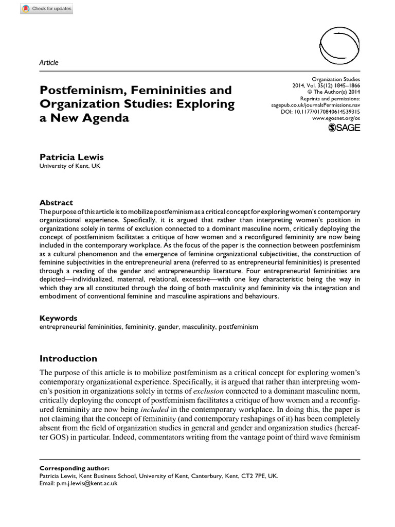 Postfeminism Lewis 2014 | PDF | Gender Studies | Feminism