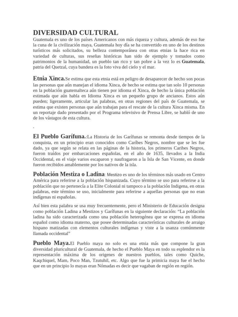 DIVERSIDAD CULTURAL | PDF | Pueblos Indígenas de las Américas | Etnicidad