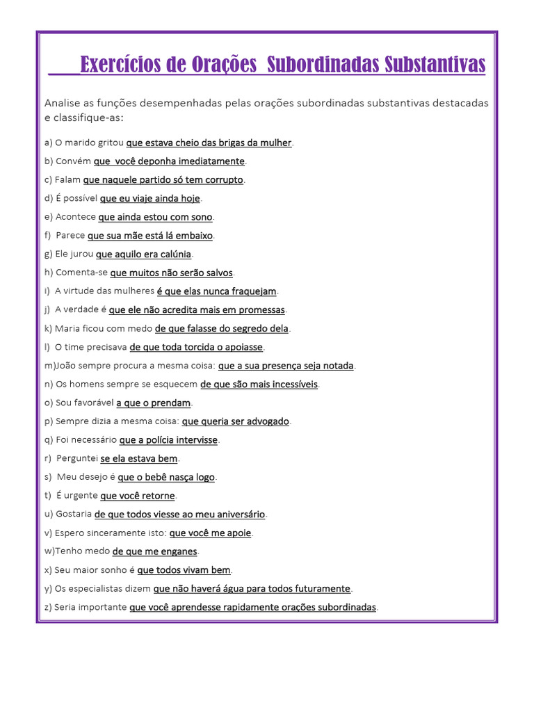 Funções das Orações Subordinadas | PDF