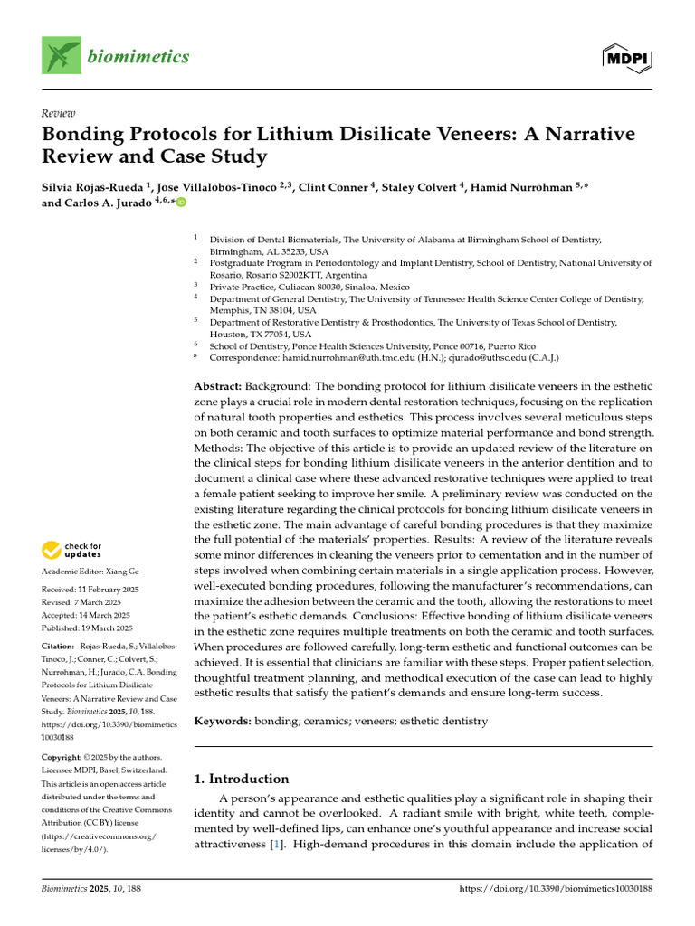 2025 - Bonding Protocols For Lithium Disilicate Veneers A Narrative ...