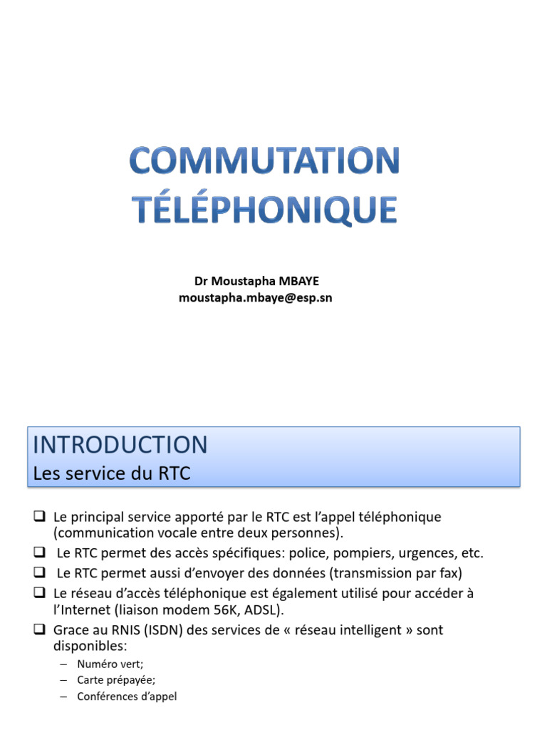 Services et Organisation du RTC | PDF | Réseau téléphonique commuté ...