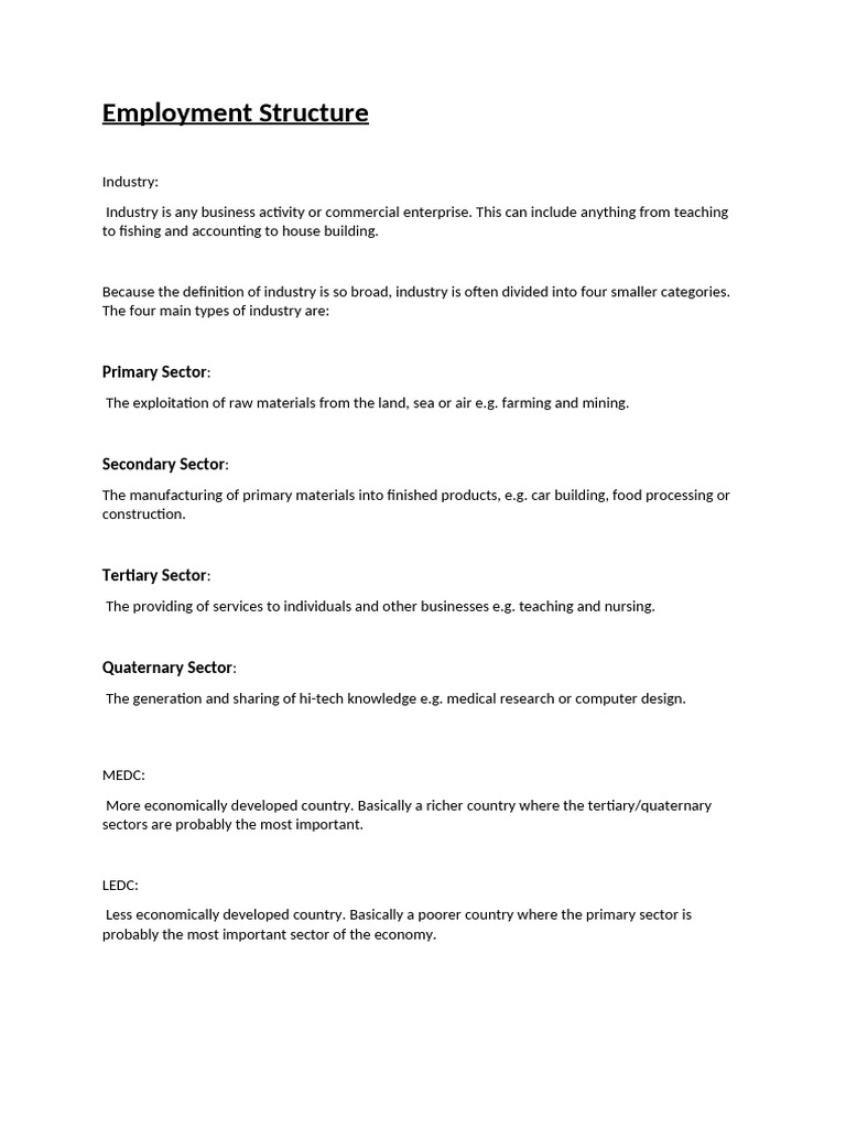 Understanding Employment Structures | PDF | Developing Country | Economies