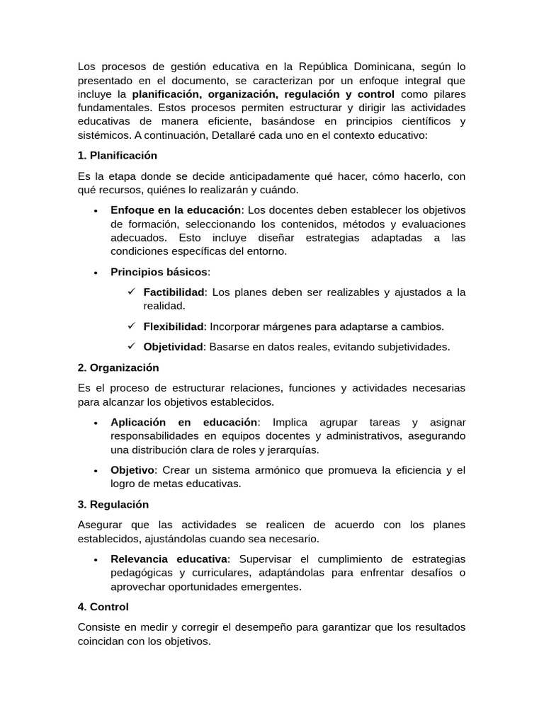 Los procesos de gestión educativa en la República Dominicana | PDF ...