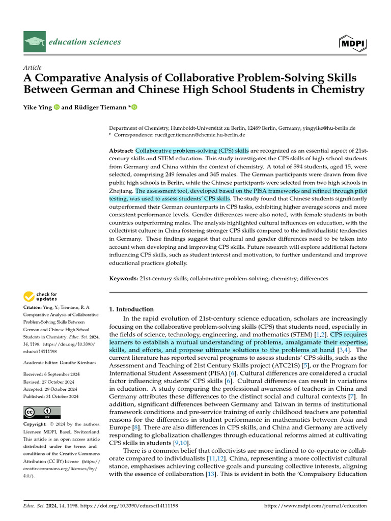 A Comparative Analysis of Collaborative Problem-Solving Skills Between ...