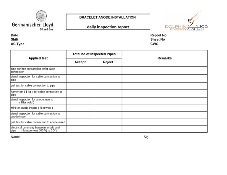 Anode Daily Report Formate | PDF
