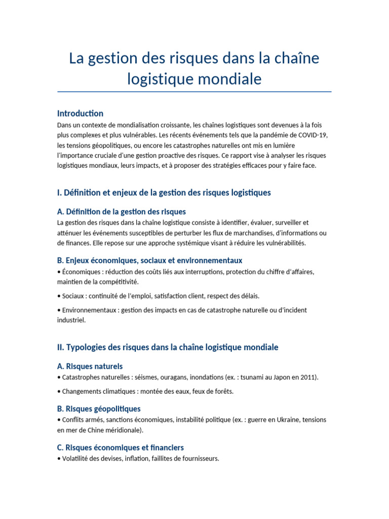 Cartographie des risques logistiques | PDF | Risque | Logistique