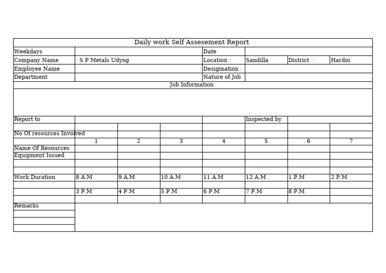 Daily Work Self-Assessment Report | PDF