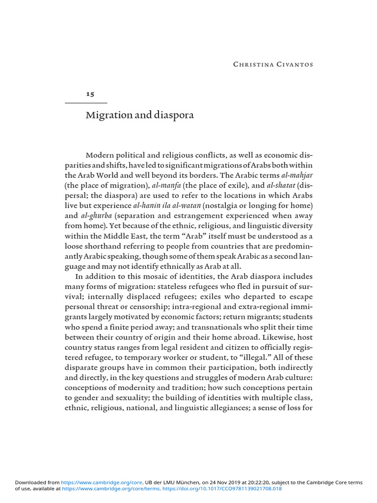 Migration vs. Diaspora in Arab Context | PDF | Kahlil Gibran | Israel