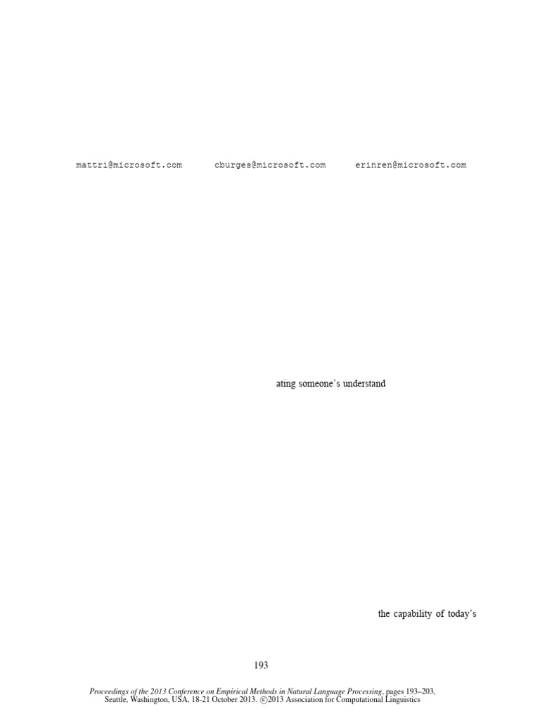 MCTest A Challenge Dataset For The Open - Domain | PDF | Multiple ...