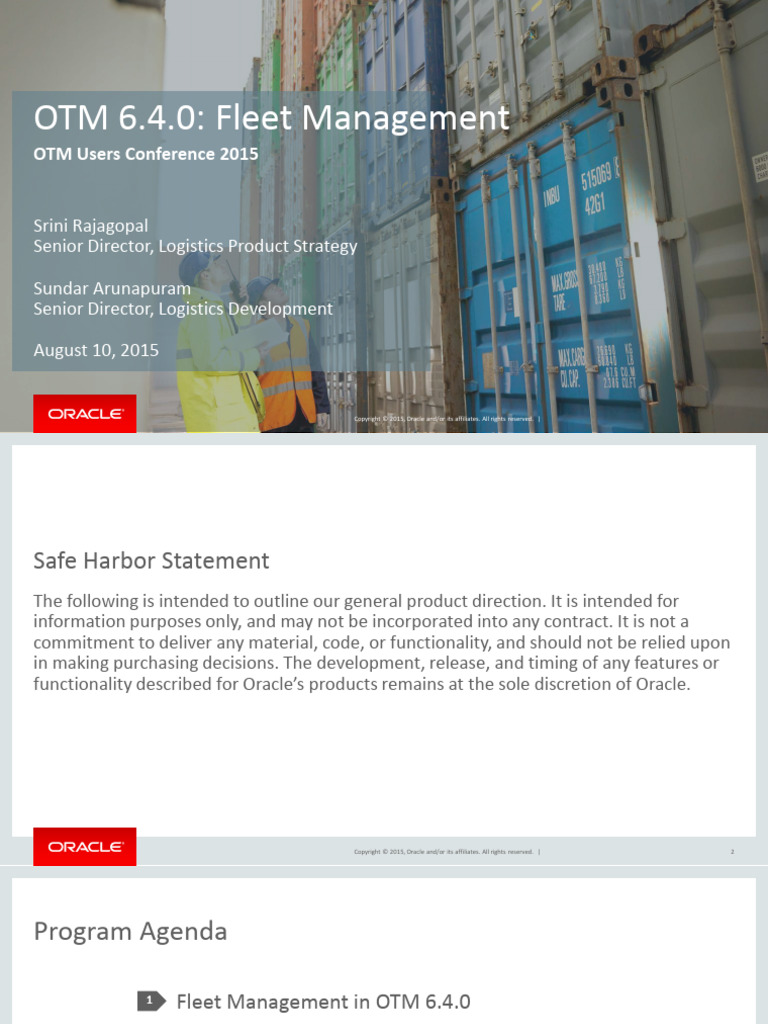 C15U-15B The Next Generation of Fleet Management Srini Rajagopal Oracle ...