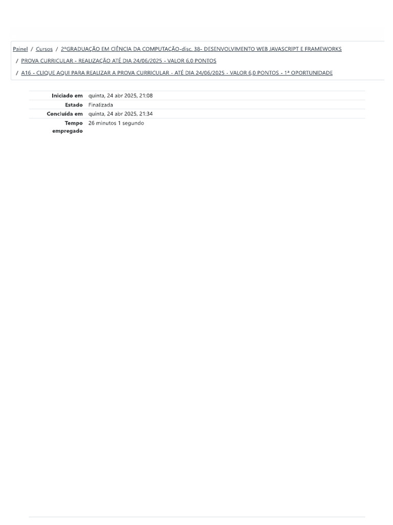 Ciência Da Computação Disc 38 Prova Curricular | PDF