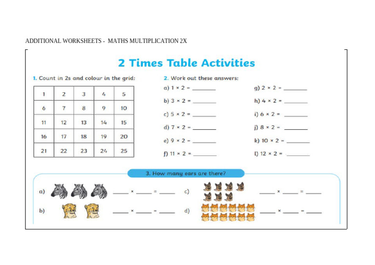 Maths Multiplication 2X | PDF