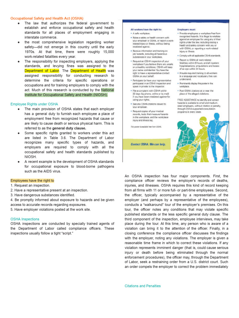 Overview of OSHA and Employee Rights | PDF | Occupational Safety And ...