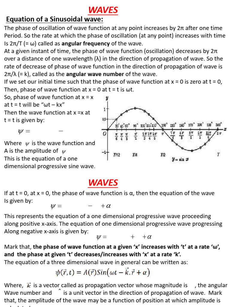 Understanding Sinusoidal Waves and Equations | PDF | Waves | Coherence ...