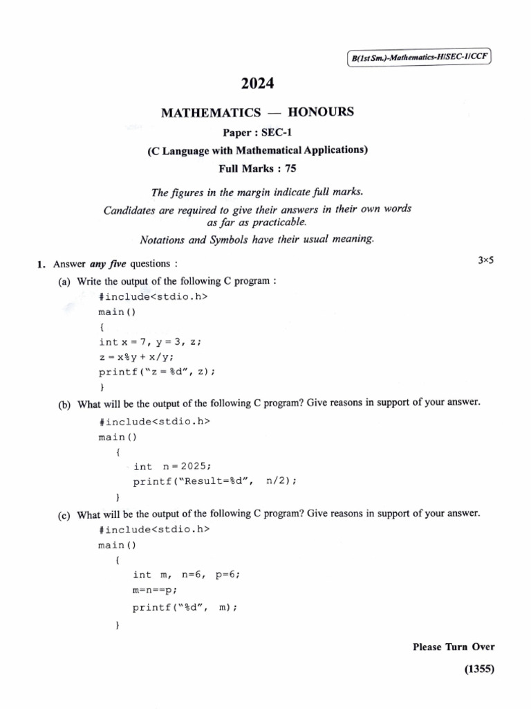2024 SEC-1 C Sem-1 | PDF