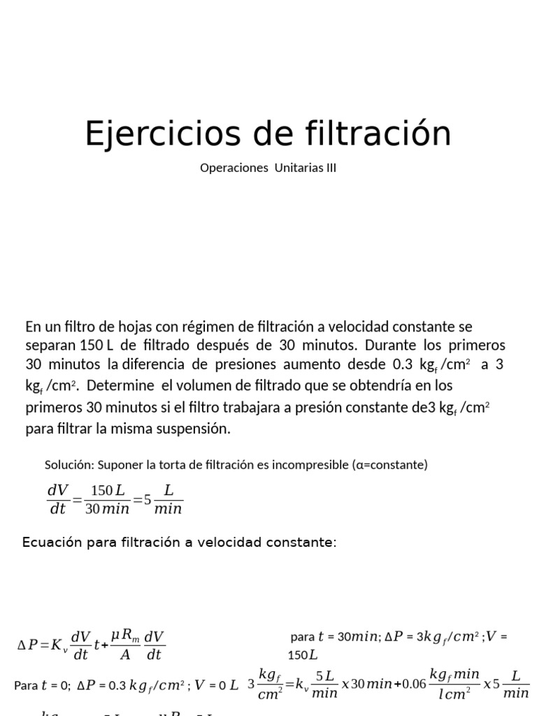Ejercicios de Filtración y Presión | PDF | Filtración | Procesos de ...