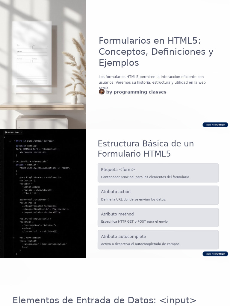 Formularios en HTML5 Conceptos Definiciones y Ejemplos | PDF ...