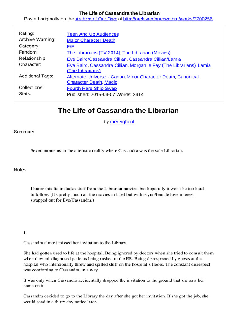 The Life of Cassandra | PDF