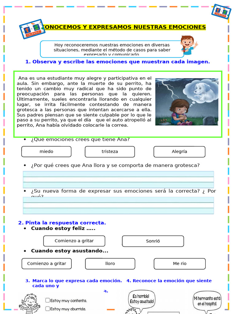 Lunes B - Ficha - Reconocemos Nuestras Emociones | PDF | Las emociones