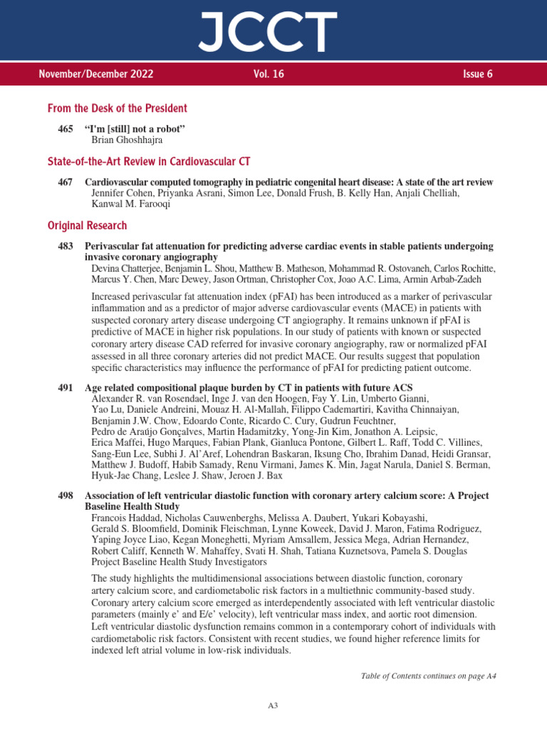 Table of Contents 4C - JCCT | PDF | Heart | Heart Valve