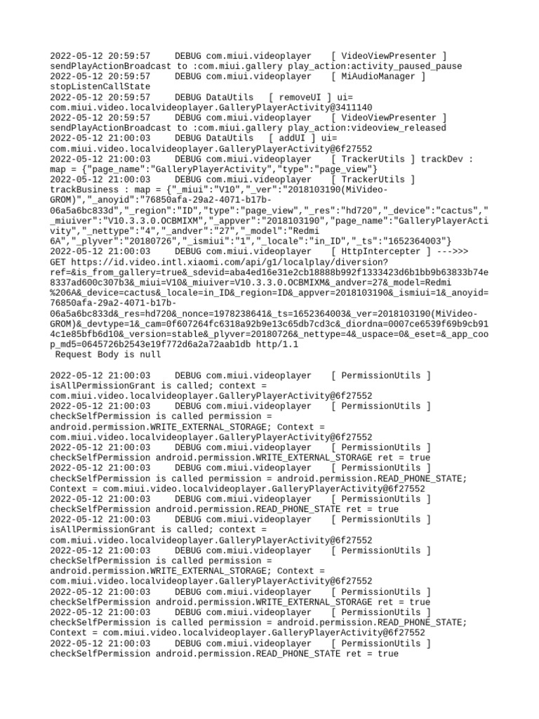 MIUI Video Player Debug Log Analysis | PDF | Hypertext | Web Development