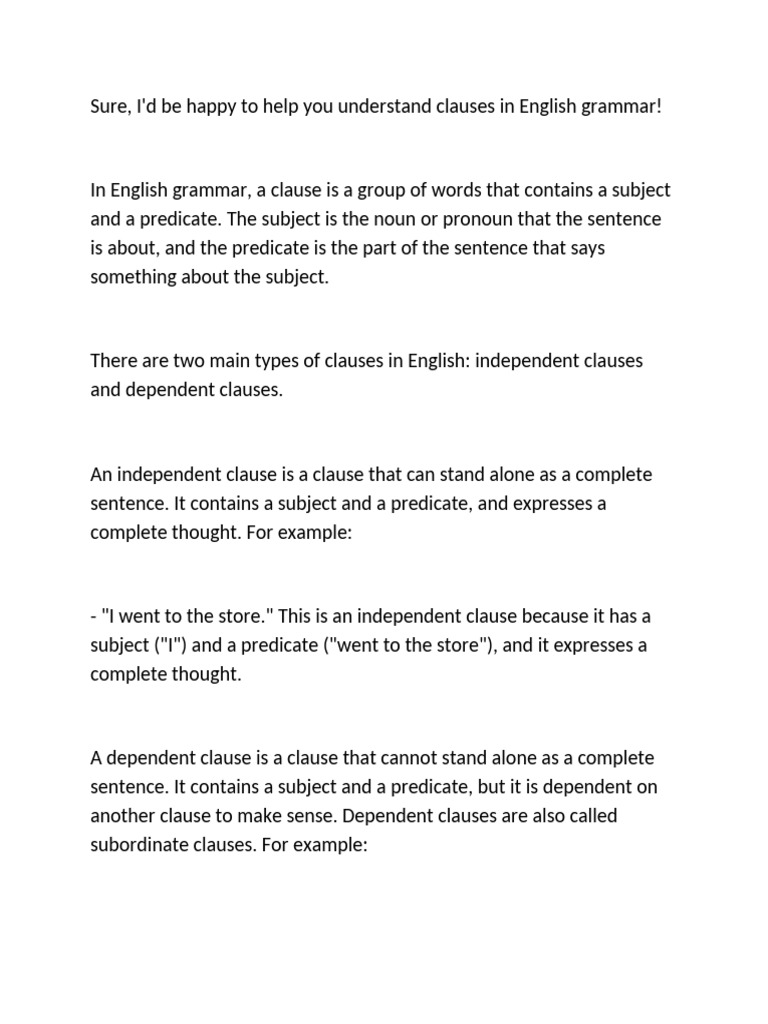 Understanding English Clauses Explained | PDF