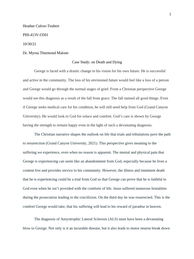 Case Study On Death and Dying | PDF | Autonomy | Death