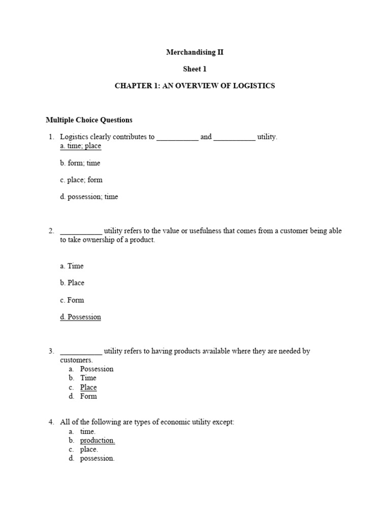 Overview of Logistics Concepts | PDF | Logistics | Supply Chain