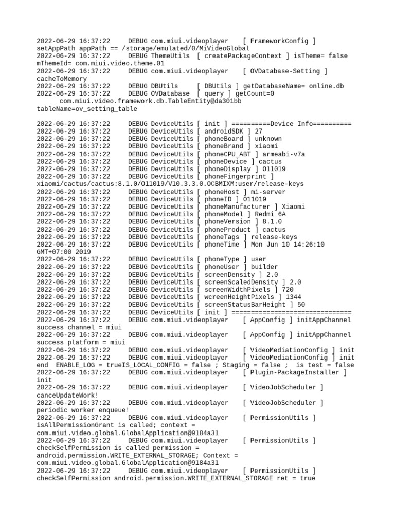 Xiaomi Redmi 6A Video Player Debug Log | PDF | Computer Data | Web ...