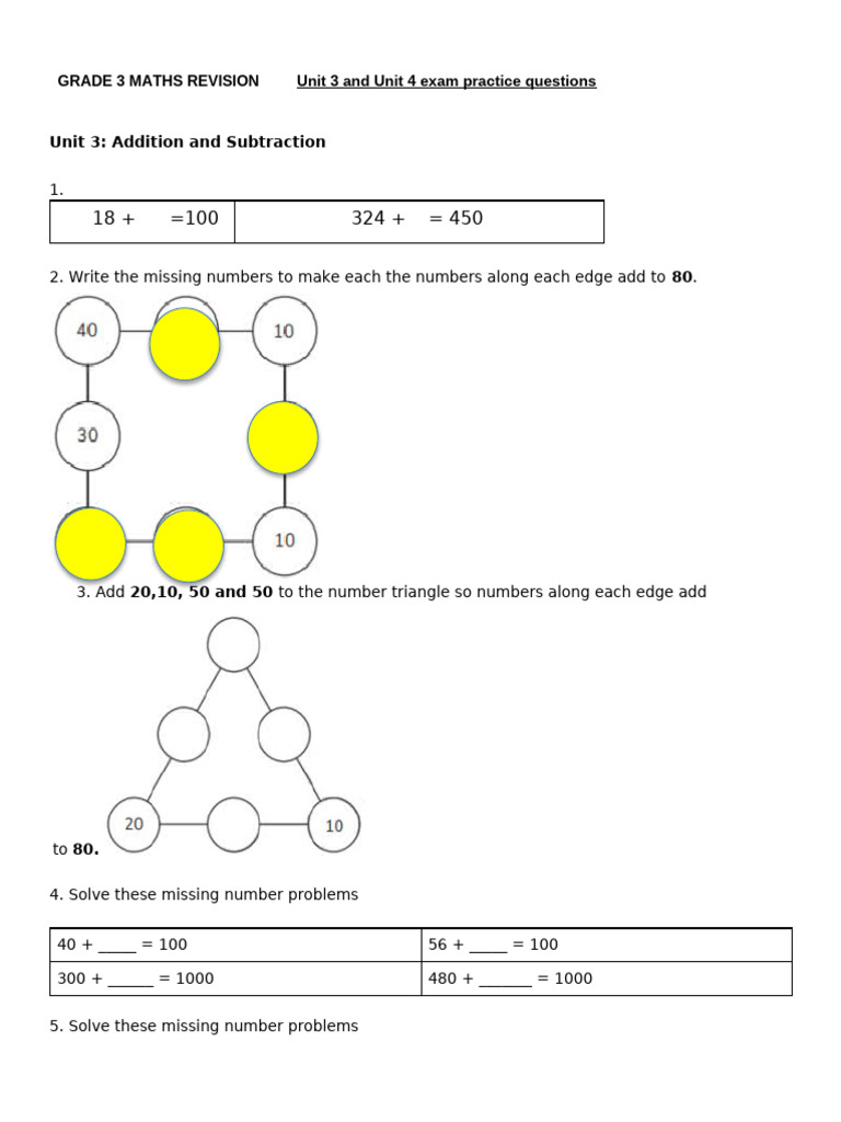 Grade 3 Maths Revision Guide | PDF