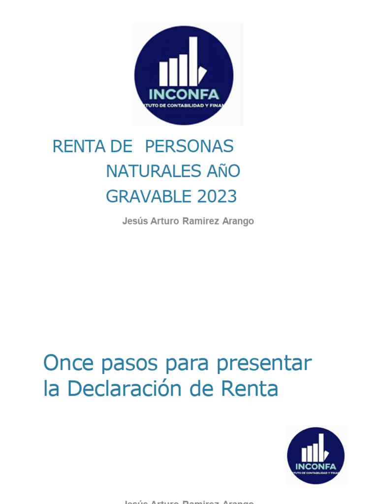 Presentación SEMINARIO DECLARACION DE RENTA PERSONAS NATURALES AG 2023 ...