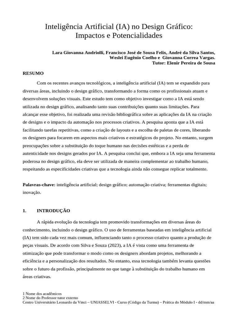 IA e Design Gráfico: Impactos e Desafios | PDF | Inteligência ...