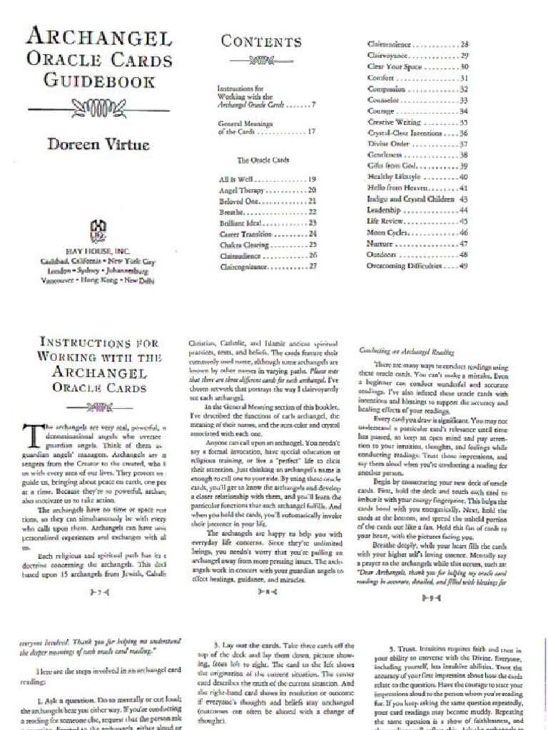 Doreen Virtue Archangel Oracle Cards Guidebook PDF — free download