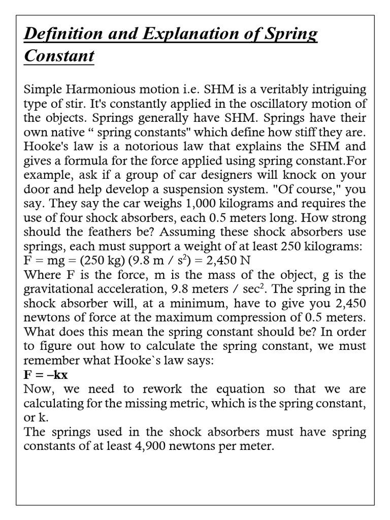 Understanding Spring Constant in Physics | PDF