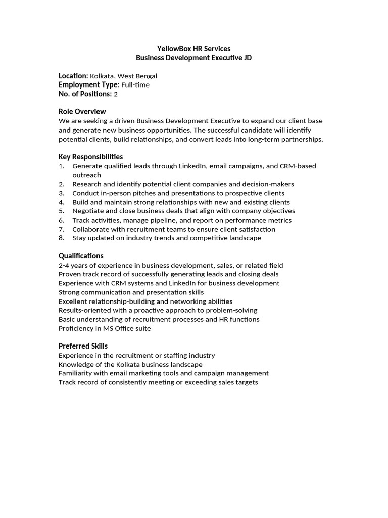 Business Development Executive JD | PDF