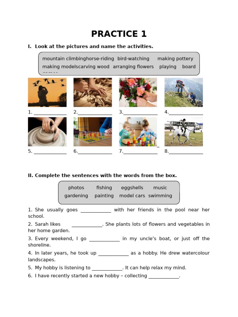 Practice 1 | PDF | Hobbies