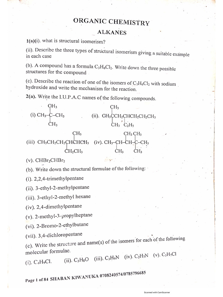 A Level Chemistry Questions All Branches | PDF