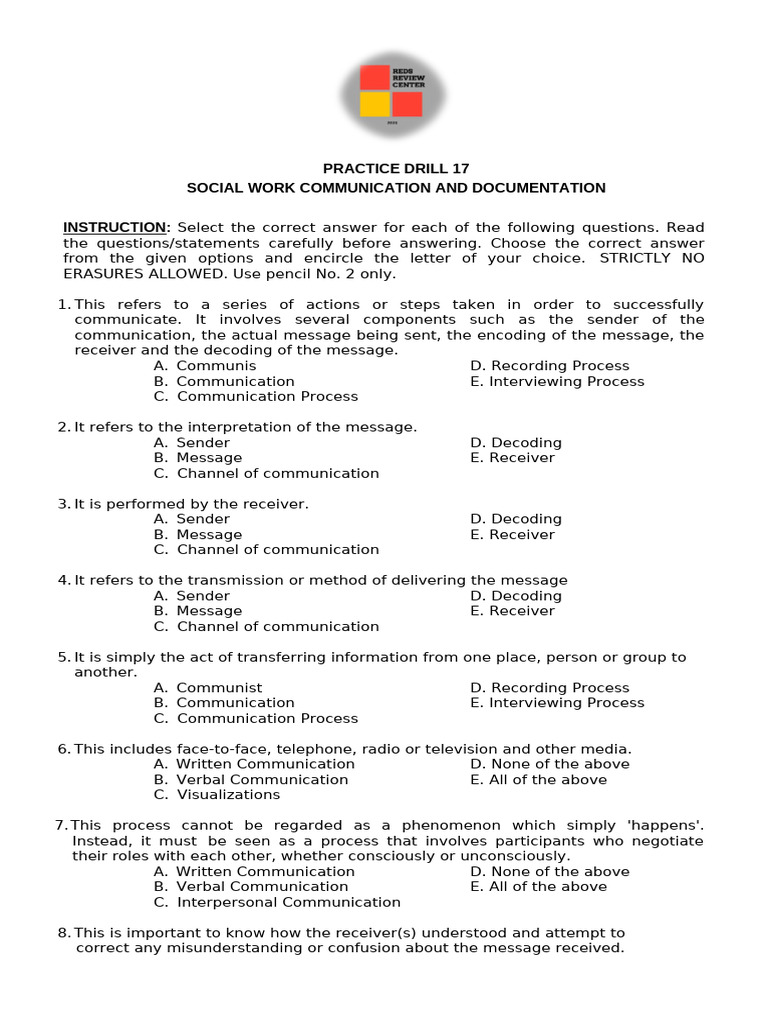 SW Communication and Docs Practice Drill | PDF | Communication | Consent