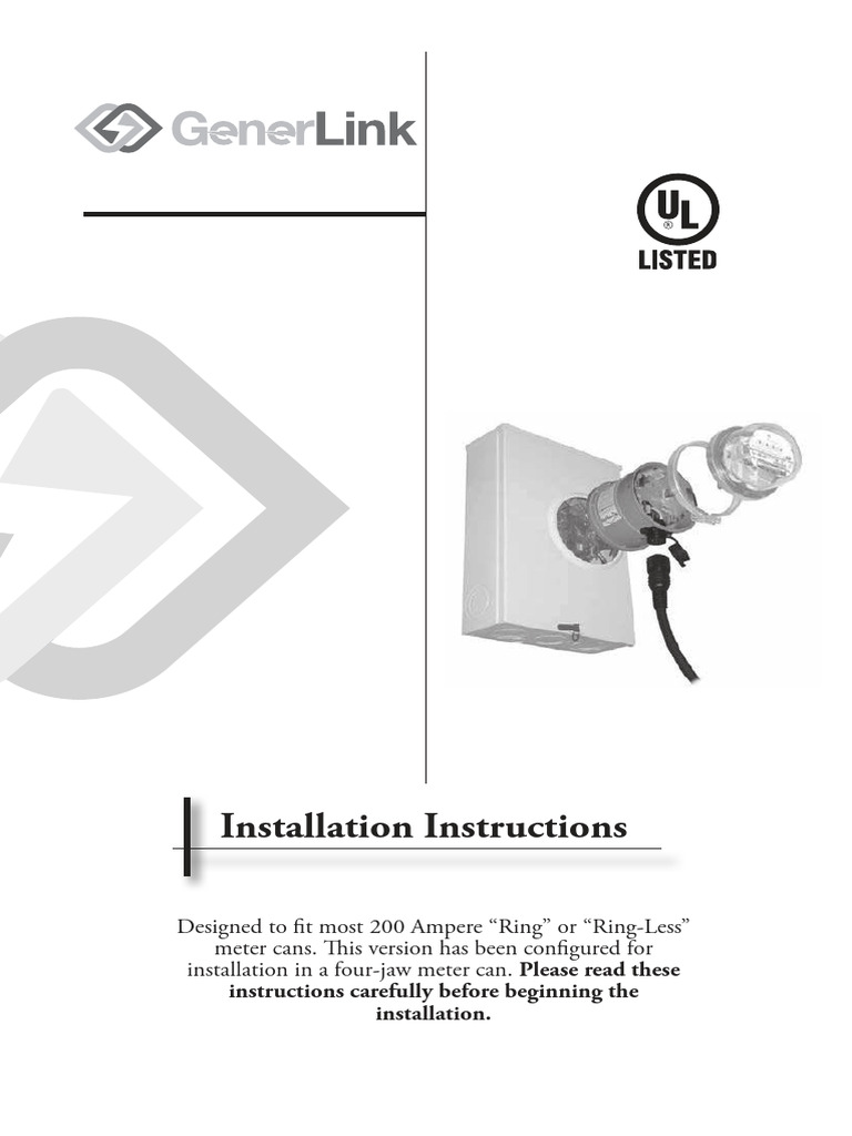 GenerLink Installation Instructions | PDF | High Voltage | Electric Power