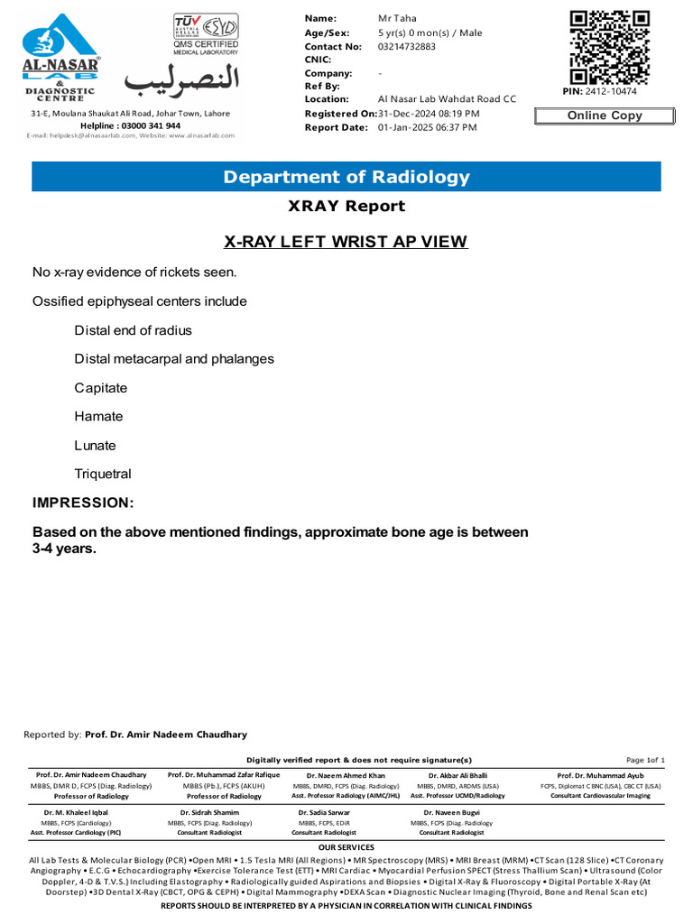 X-Ray Wrist Joint (Bone Age) - 2412-10474 | PDF | Radiology | Medical ...