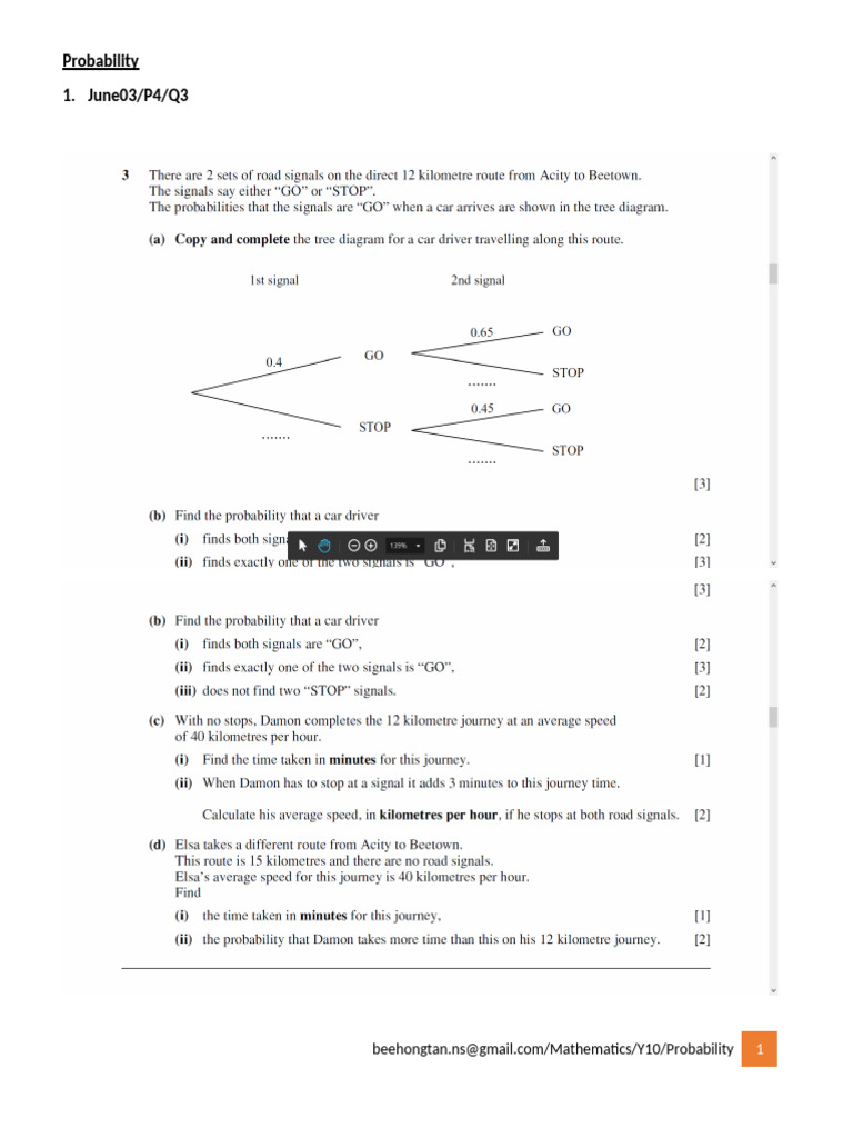 Year 10 Probability Exam Questions | PDF