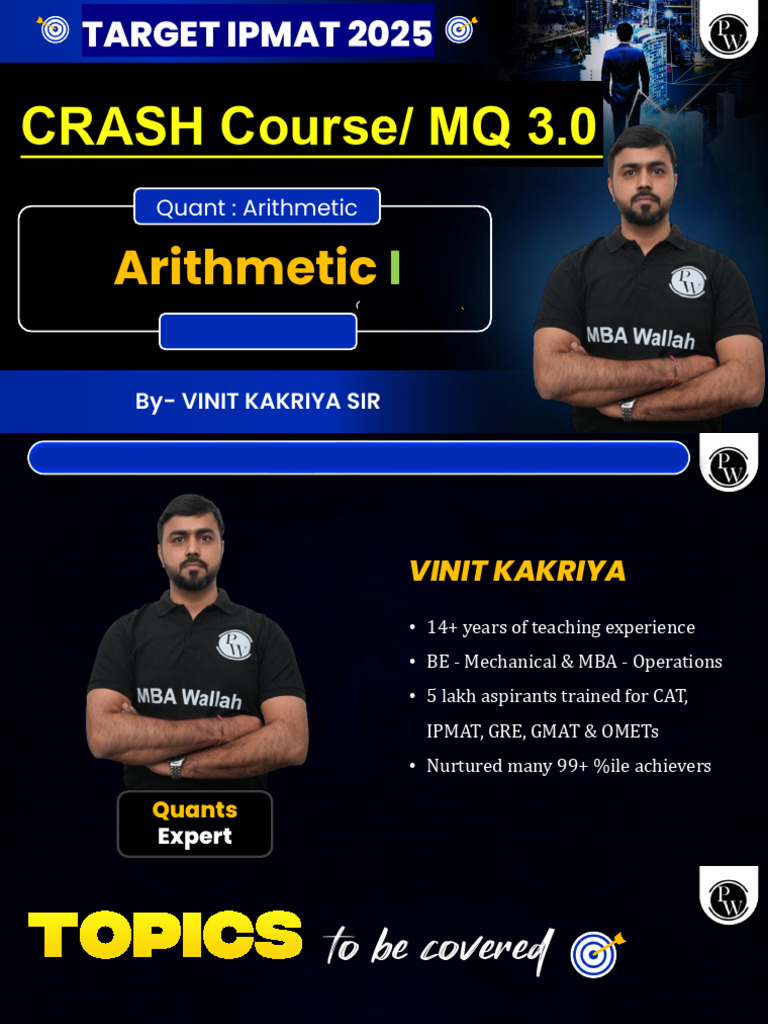 IPMAT 2025 Arithmetic Crash Course | PDF | Ratio | Arithmetic