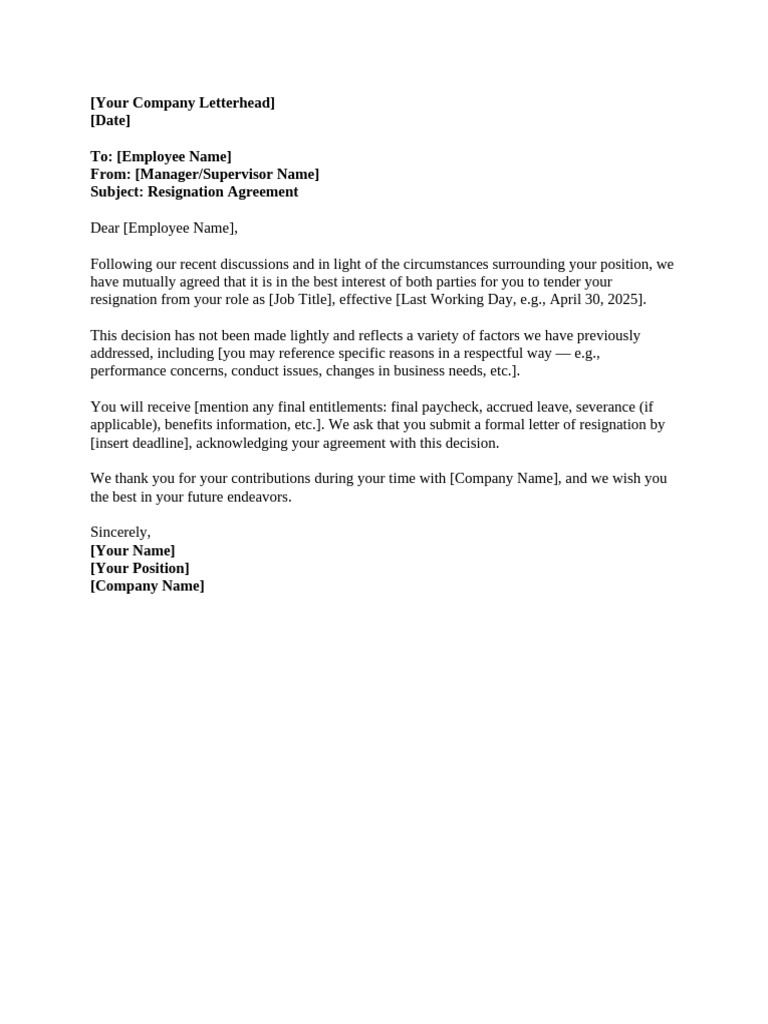 Resignation Agreement Notification | PDF