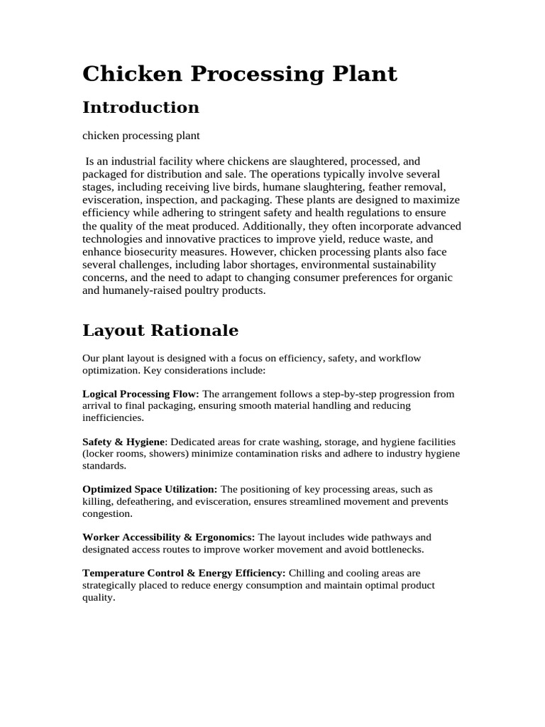 Efficient Chicken Processing Plant Design | PDF | Hygiene | Waste ...