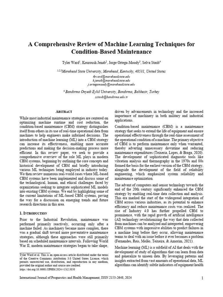 ML Techniques in Condition-Based Maintenance | PDF | Machine Learning ...