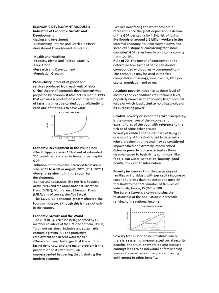 Economic Developmnt Module 1 2 | PDF | Cost Of Living | Gross Domestic ...