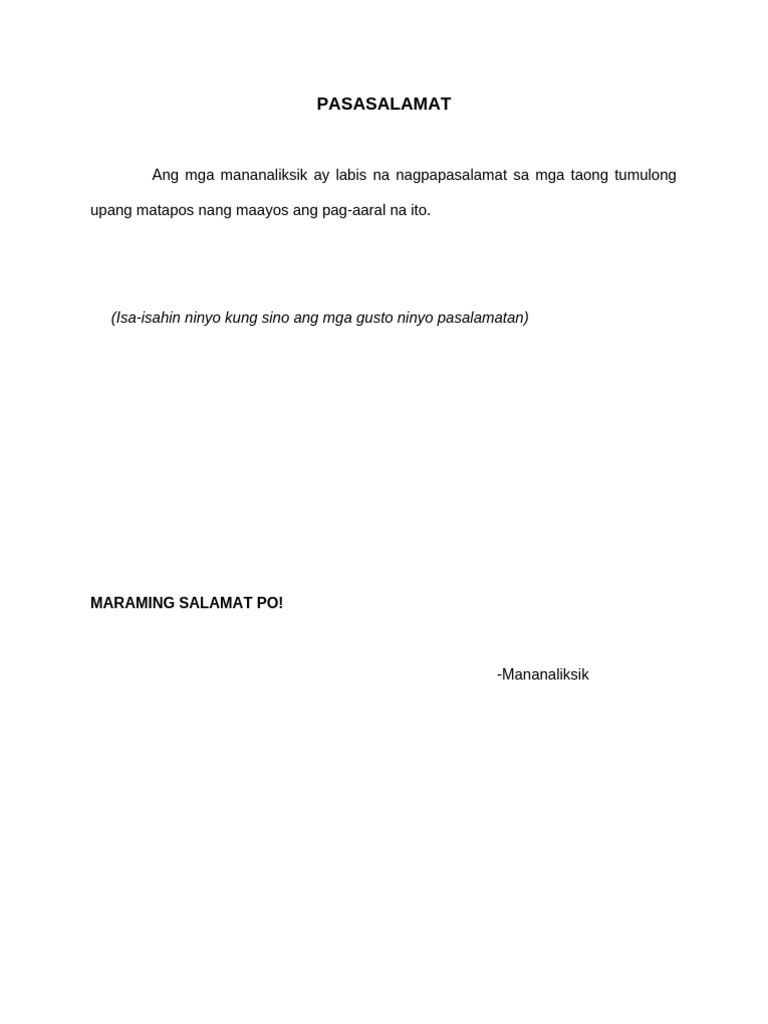4 - Pasasalamat | PDF
