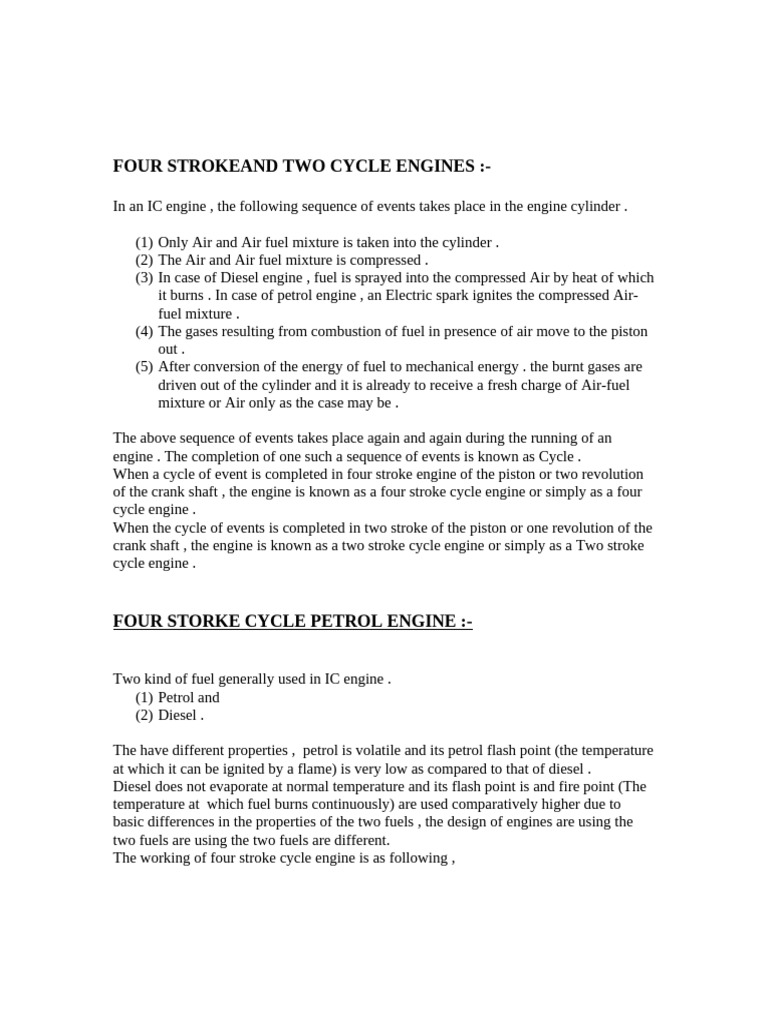 Four Stroke and Two Cycle Engines | PDF | Internal Combustion Engine ...