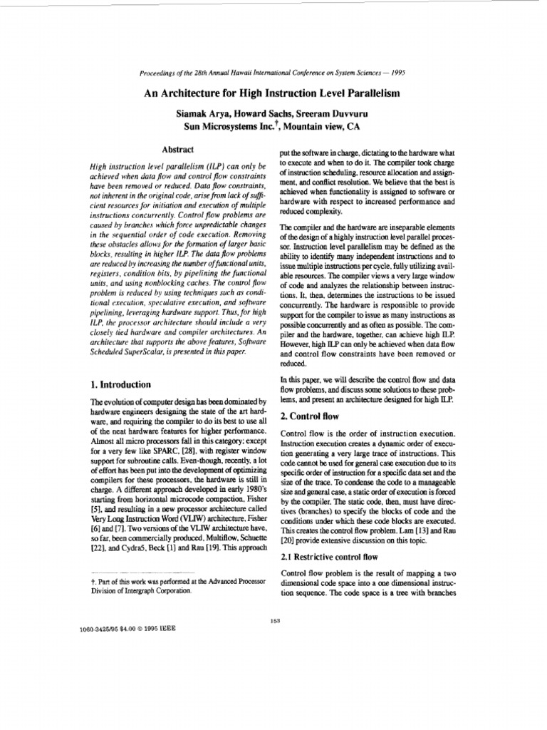 High Instruction Level Parallelism Architecture | PDF | Central ...
