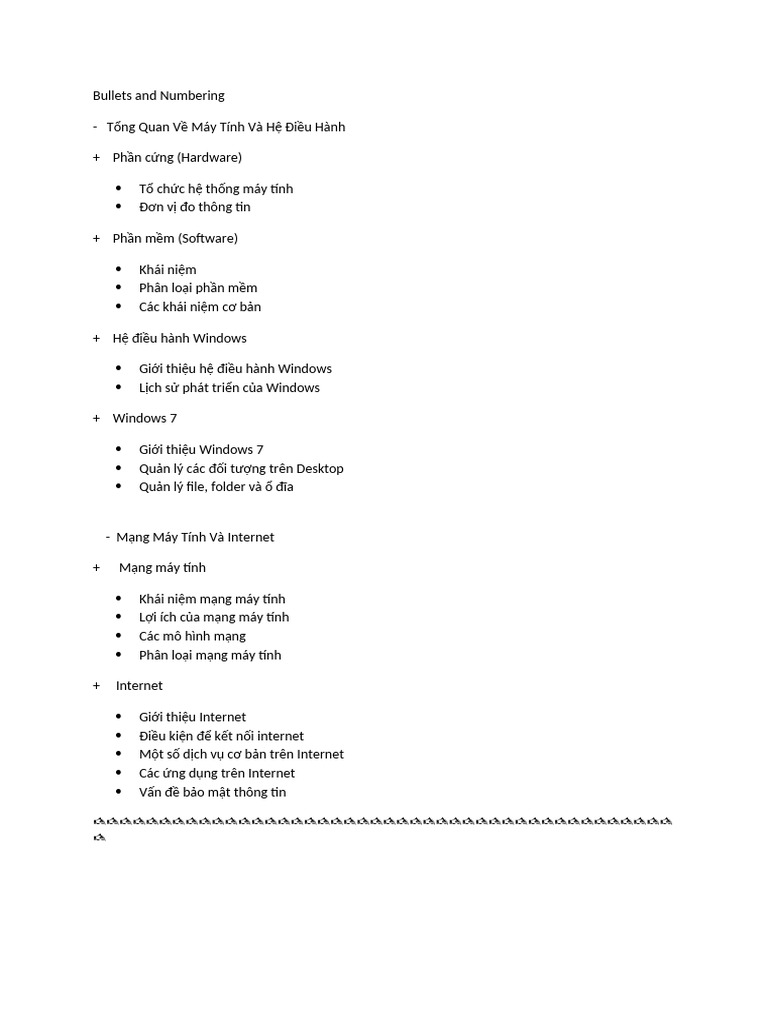 Bullets and Numbering 2.493 | PDF